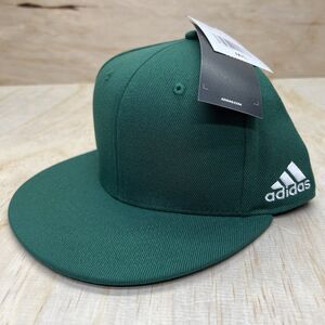 NEW M/L adidas Flat Brim Flexfit Fitted Cap Hat Blank Solid Dark Green